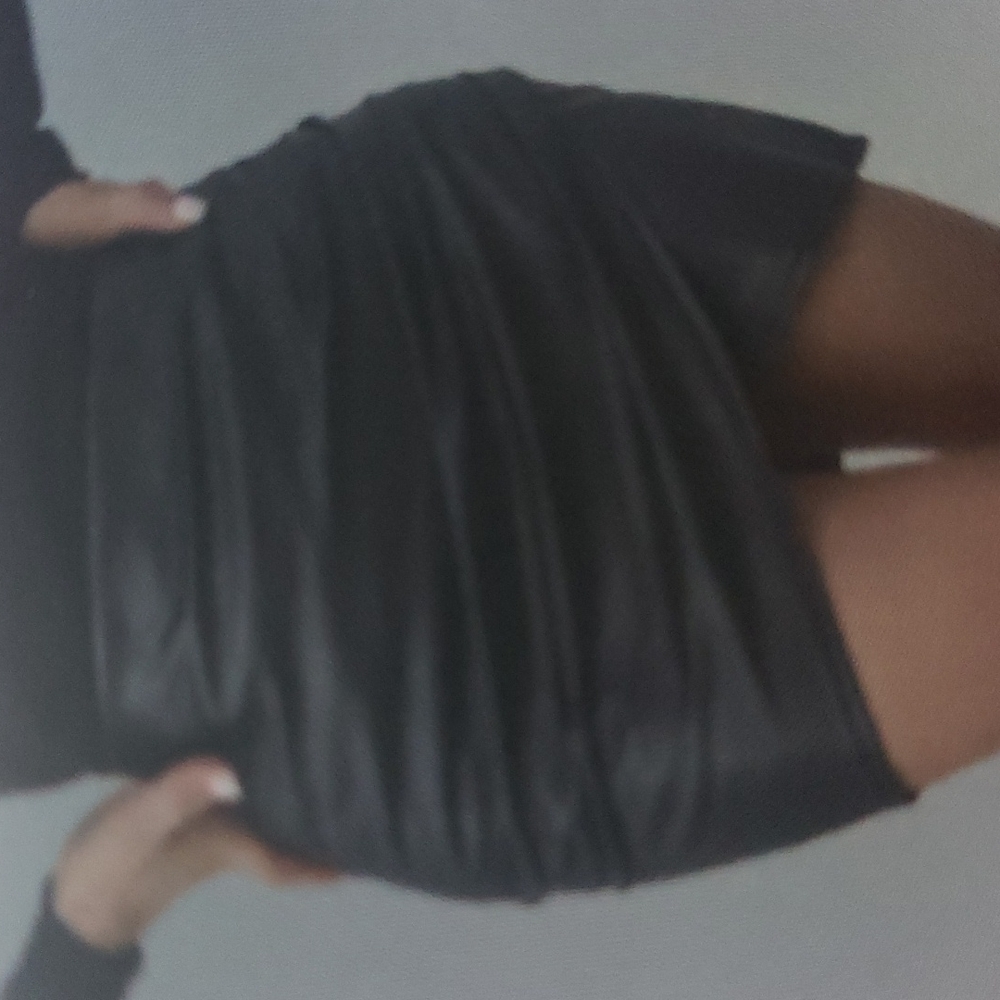 PU Wrap Hem Bodycon Skirt